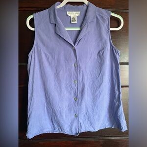 Vintage August Silk 100% Silk Sleeveless Button-Front